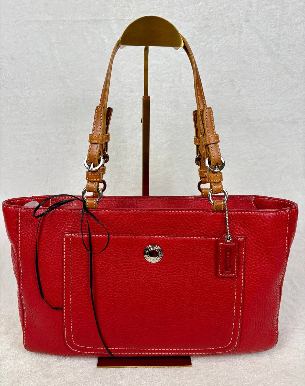 Coach Y2K Chelsea Red Pebbled Leather Shoulder Tote